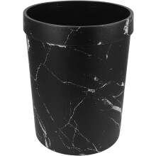 Abfalleimer mit nordischem Marmormuster, 8 l, mittelgroß, schwarz, für Büro und Zuhause