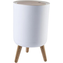 Cubo de basura alto blanco para el hogar, la oficina, la cocina y la sala de estar. Tapa para cubo de basura.
