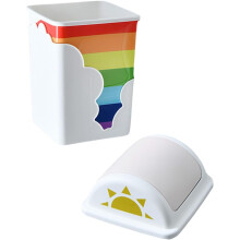 Mülleimer aus Kunststoff in Regenbogenfarben mit umweltfreundlichem Schwingdeckel, rosafarbener Mülleimer für Zimmer