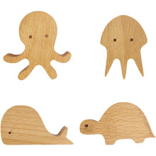 4-teiliges Set Wandhaken mit Tiermotiven in Form von Cartoon-Meerestieren, aus Kunststoff