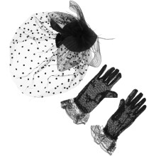 Ensemble gants, chapeau et gants pour femme, idéal pour une soirée cocktail ou un banquet. Décoration de coiffe.
