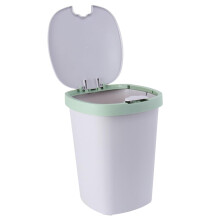 Poubelle en plastique à bouton-poussoir, élégante, carrée, grande capacité, fonctionnement silencieux, contrôle des odeurs, vert clair
