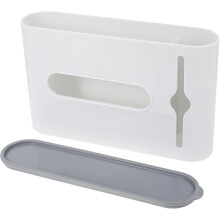 Soporte para bolsas de basura de pared, caja de almacenamiento de pared, material PP blanco, diseño sin perforaciones.