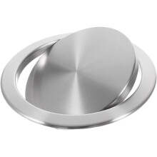 Tapa de acero inoxidable para cubo de basura. Tapa abatible resistente con diseño de fácil instalación.