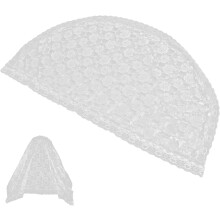 Weißer, bestickter Brautschleier aus Spitze, Hochzeitsschal für Damen, handgefertigte Mantilla mit Blumenmuster, Kopfbedeckung