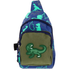 Cartoon-Dinosaurier-Bauchtasche, dunkelblaue Nylon-Brusttasche, hübsche Bauchtasche für Reisen und Outdoor-Aktivitäten