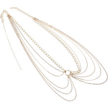 Meerlaagse tailleketting met strasssteentjes voor dames, metalen buiksieraden met opvallende details
