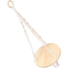 Boheemse zwevende wandplank met houten plank en kwastjes van katoenen touw.