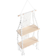 Étagère murale bohème en macramé, faite main, en corde de coton, étagère flottante multifonctionnelle pour plantes