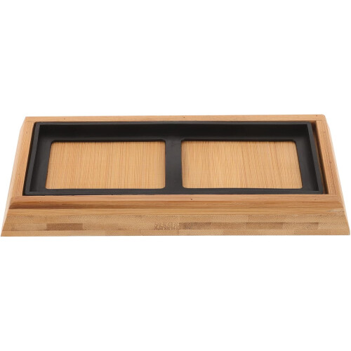 Bamboo Sharpening Stone Base with Non-Slip Rubber Bottom Khaki Storage Holder Smooth Surface