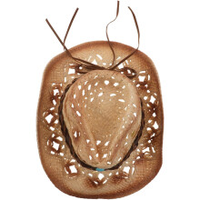 Retro-Cowboyhut, ausgehöhlt, Strand-Sonnenhut, Sommer-Cowgirl-Papier-Cowboyhut für Hawaii-Partys, Khaki