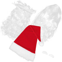 Ensemble de 4 pièces comprenant une perruque, une barbe et un bonnet de Père Noël réalistes, idéal pour les fêtes de famille et le cosplay.