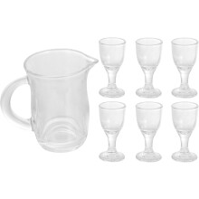 Weindekanter aus Glas mit 6 explosionsgeschützten Gläsern und 1 leicht zu reinigender Weinflasche
