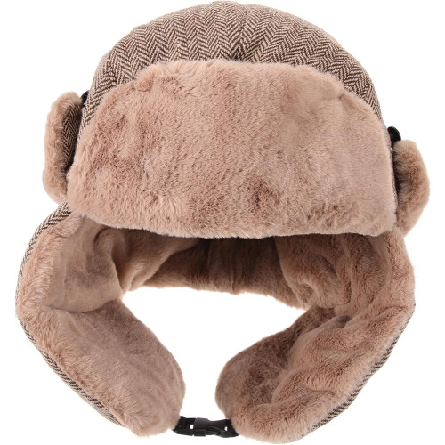 Gorro de algodón cálido para invierno, grueso, con diseño retro y orejeras, gorro protector.