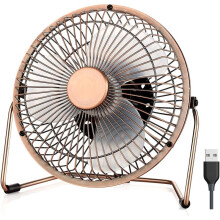 6-Zoll-USB-Tischventilator, leise, 2 Geschwindigkeitsstufen, 360-Drehung, Mini-Metallventilator, Bronze