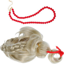 Zlatá parochňa s mašľou, blond syntetická parochňa pre vianočný kostým, dievčenské obliekanie, vlasové doplnky, dlhé