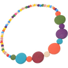 Bunte Halskette aus Naturholzperlen, langes, afrikanisches Schmuckstück im Ethno-Stil, mehrlagiges ethnisches Choker-Halsband aus Holzperlen