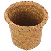 Corbeille à poubelle tressée, design ouvert, en jonc de mer et fer tressé à la main, antirouille, rangement de salle de bain