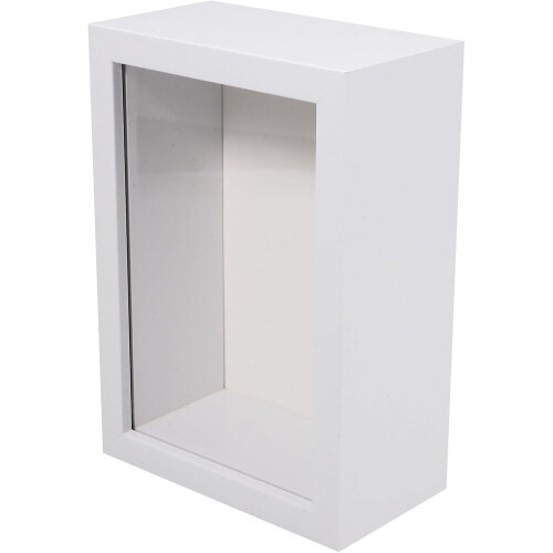Shadow Box Frame Versatile Design Rustic White Wooden with Glass Window