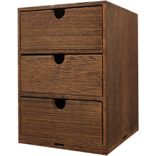 Tiroirs de rangement en bois style rétro, trois niveaux, ajours semi-circulaires