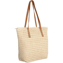 Geräumige, gewebte Strandtasche für Damen, handgewebte, schicke Schultertasche