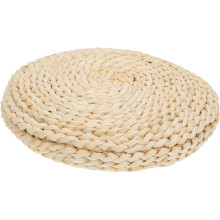 Gewebte Bodenmatte, Yoga-Meditationskissen, Khaki, rund, aus Rattan und Perlwolle, kreativ, schlicht, robust, praktisch