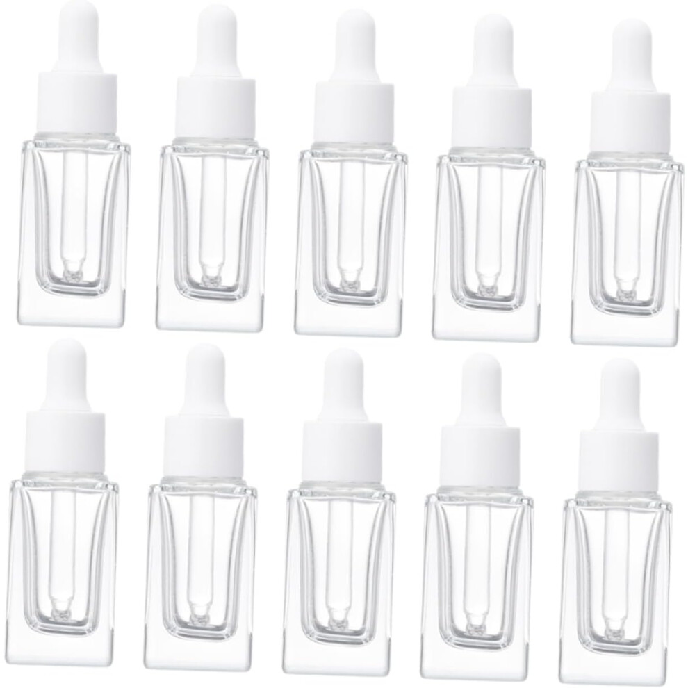 Hkhbjs 10Pcs Glass Dropper Bottles Empty Square Glass Oil Bottles Essential Oil Aroma Container For Travel Household
