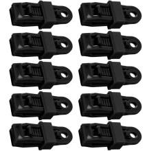 10 Stück schwarze Planenclips und Zeltsicherungen mit Windseilschnallen, Campingzeltzubehör