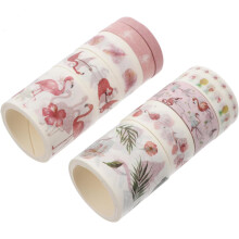 10 ρολά ταινίας washi Flamingo, αυτοκόλλητα λευκωμάτων, αυτοκόλλητα χαρτιού