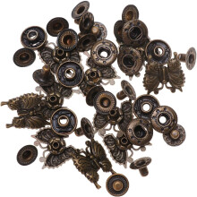Lot de 10 boutons-pression rétro en alliage de zinc.
