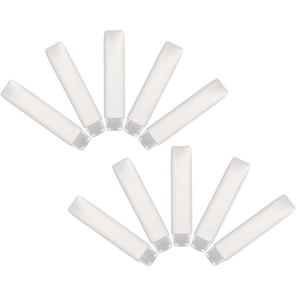 Hkhbjs White 10Pcs Travel-Sized Bottles Plastic Empty Toiletries Containers Translucent Leakproof Squeeze Bottles Caps
