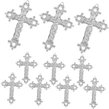 10 colgantes largos de aleación con forma de cruz, accesorios para hacer joyas, para suéteres, cadenas, collares, colgantes de moda, manualidades.