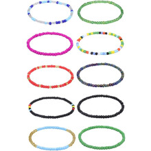 10-częściowa bransoletka na kostkę z koralikami ze szkła boho, letnia biżuteria plażowa na kostkę, łańcuszek na stopę dla kobiet