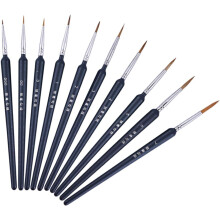 10-teiliges Set feiner Detailpinsel mit ergonomischen Holzgriffen für Linienzeichnungen und Miniaturmalerei