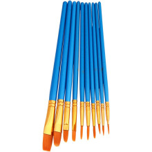 10pcs Multi-Purpose Paintbrush Set for Watercolors and Acrylics with Nylon Hair, Plastic Handles