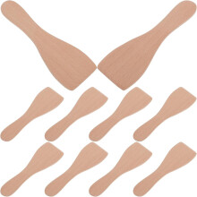 10 kleine, gerade Grillspatel aus Holz mit komfortablem Griff, vielseitig einsetzbar, Khaki