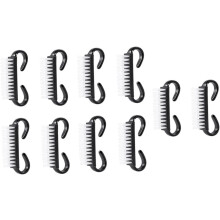 10pcs Small Horn Handle Nail Scrub Brushes for Fingernail Cleaning Manicure Tools in Black