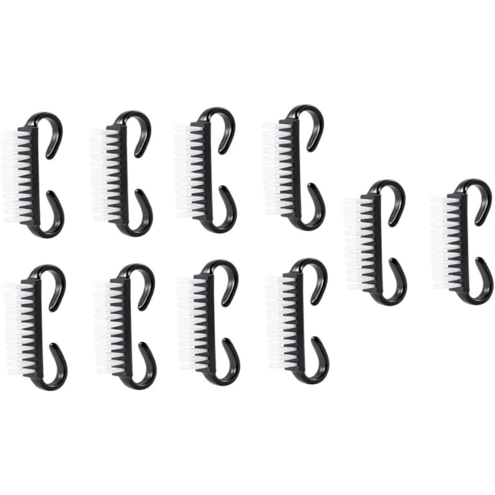 Hkhbjs 10Pcs Small Horn Handle Nail Scrub Brushes For Fingernail Cleaning Manicure Tools In Black