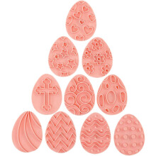 10 emporte-pièces de Pâques, moule à biscuits en forme d'œuf avec poignée ergonomique, en polypropylène.