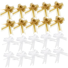 20 Stück handgezeichnete Schneegaze-Blumen-Schleifenbänder für Hochzeitsfeiern, Blumengeschenkboxen und Dekorationen