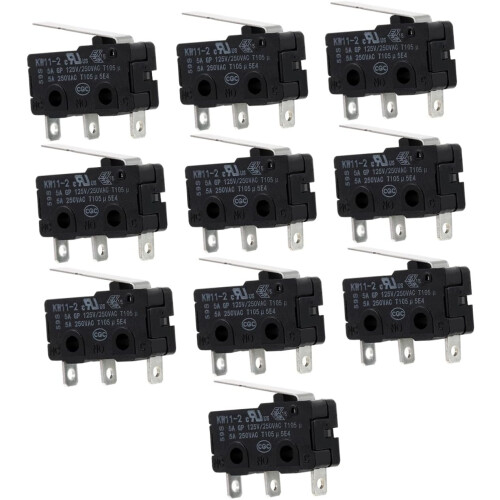 Lot de 10 micro-interrupteurs de fin de course à levier à charnière 10 A, robustes et à courant élevé.