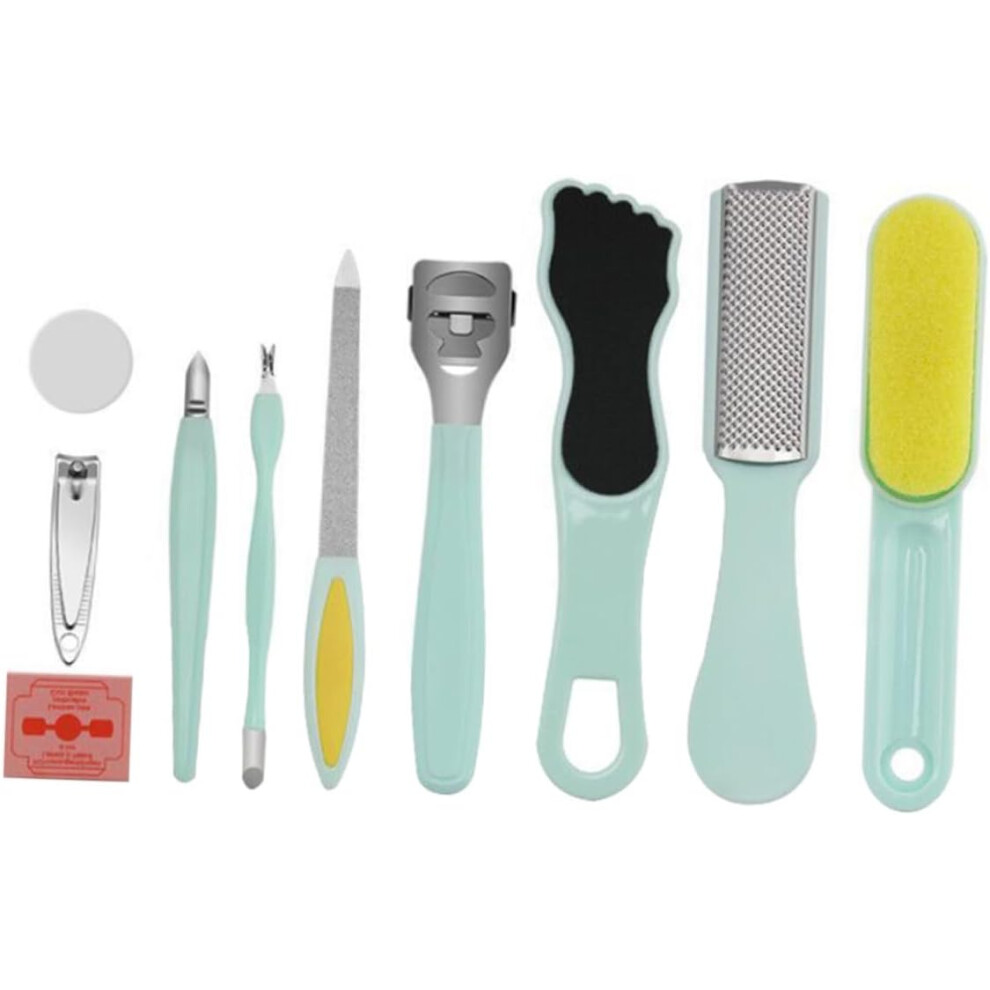 Hkhbjs Green 10Pcs Foot Pedicure Tools Rubbing Board For Feet Exfoliating Includes Nail Trimmers And Care Accessories