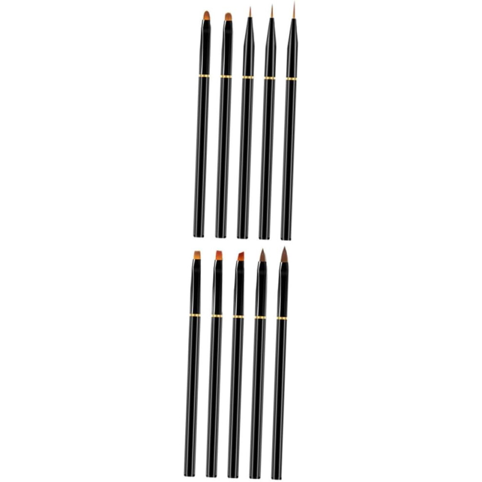 Hkhbjs Black 10Pcs Nail Art Pens Multifunction Manicure Drawing Pens Nail Brushes