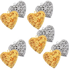 10-teiliges Schmuckset mit herzförmigen Bilderrahmen-Anhängern, Gold- und Silberfarbenmix