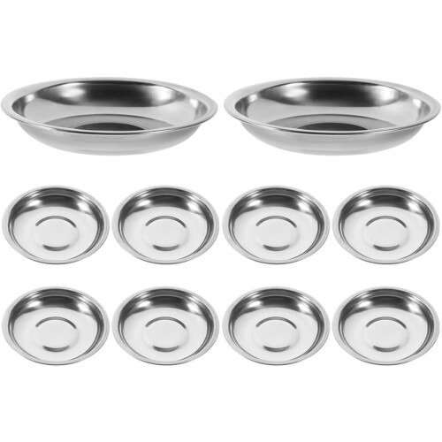 10 Stück Edelstahl-Dipschalen, Saucenschalen, rund, dickwandig, robust, einfach