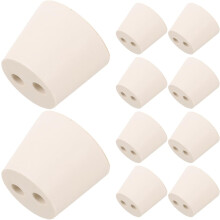 10pcs Rubber Stoppers Solid Tapered Lab Sealing Plug Test Tube Stoppers Two Holes