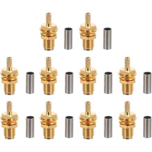 10 Stück SMA-Buchsen, gerade SMA-Steckverbinder für Schottverschraubung, Crimp-Koaxialadapter