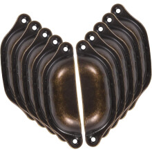 10 Stück Retro-Schubladengriffe aus bronzefarbenem Eisen in Muschelform