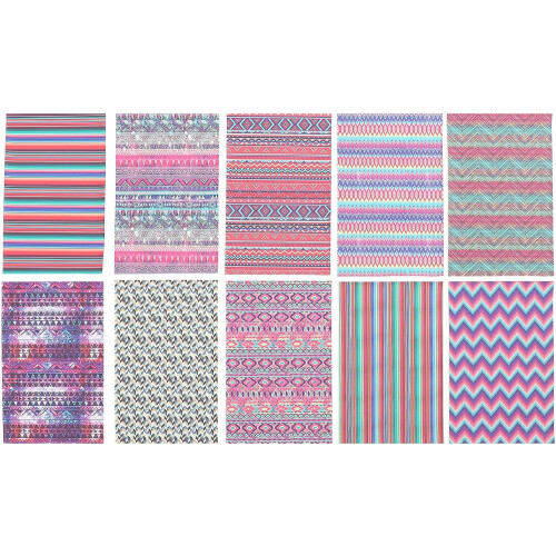 10 Sheets Faux Leather Sheets Bohemian Printed Pattern Pu Leather Easy to Cut Comfortable Touch