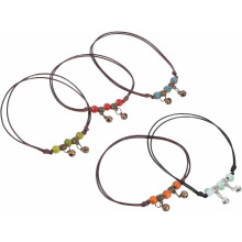 10pcs Adjustable Handmade Porcelain Beads Anklet Set Boho Vintage Braided Cord Jewelry